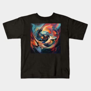 Minimalistic Geometric Patterns in an Abstract Oil Painting Kids T-Shirt